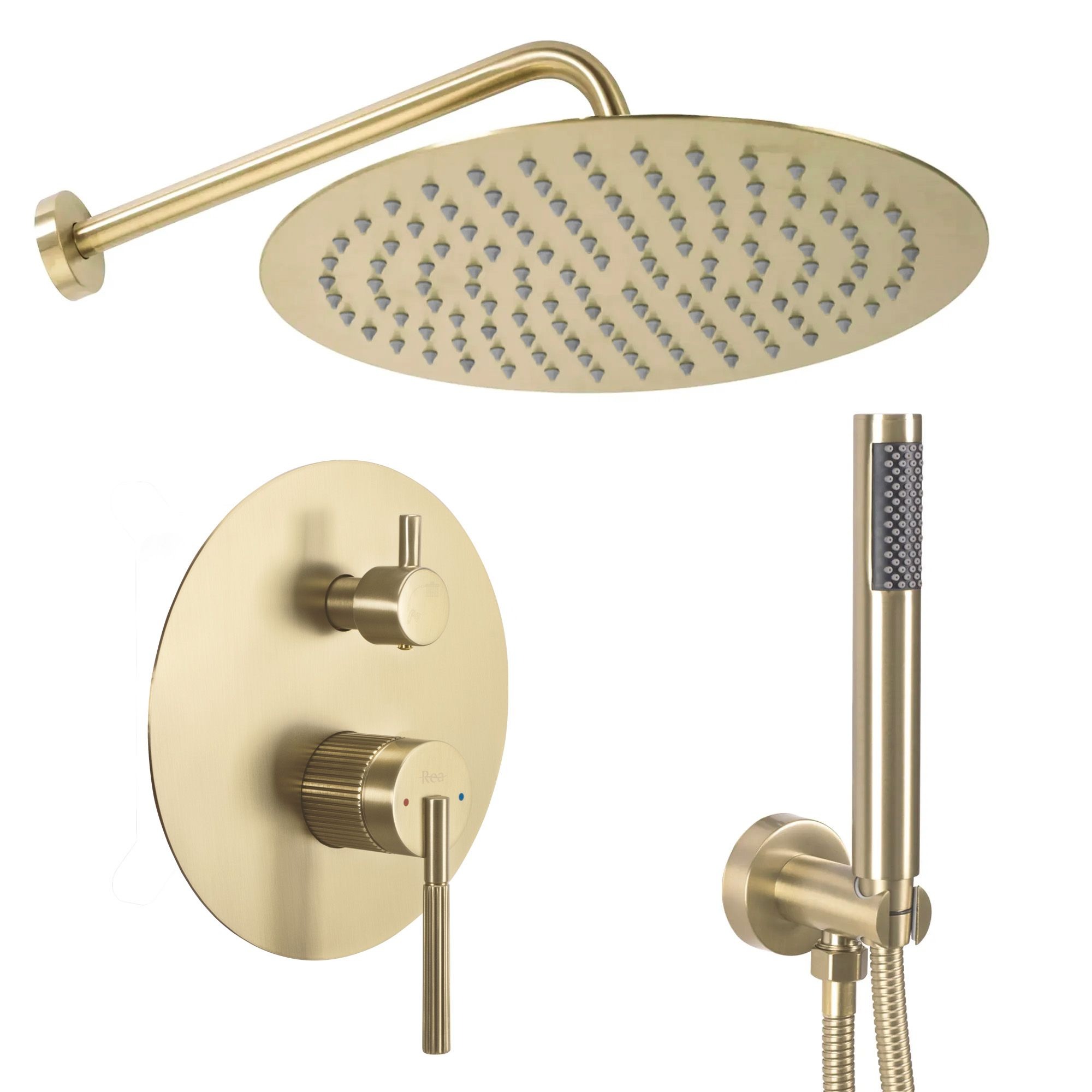 Rea Argon badkamerset inbouw met regendouche gouden REA-P7810