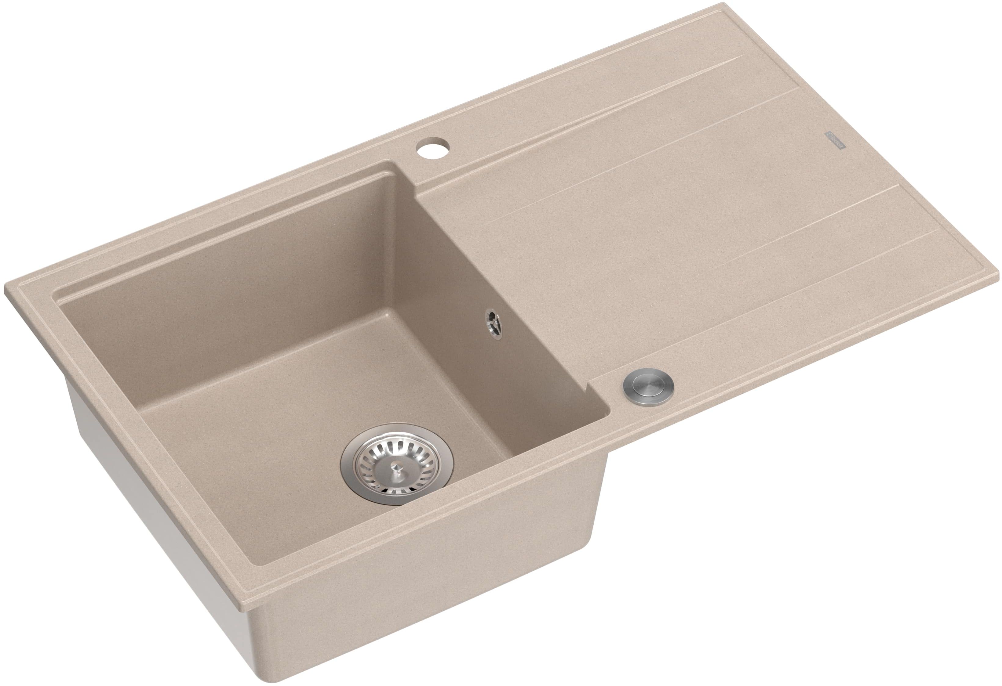Quadron Evan graniteq spoelbak 86x50 cm 1-compartiment beige HCQE8650U2_BS_P2O