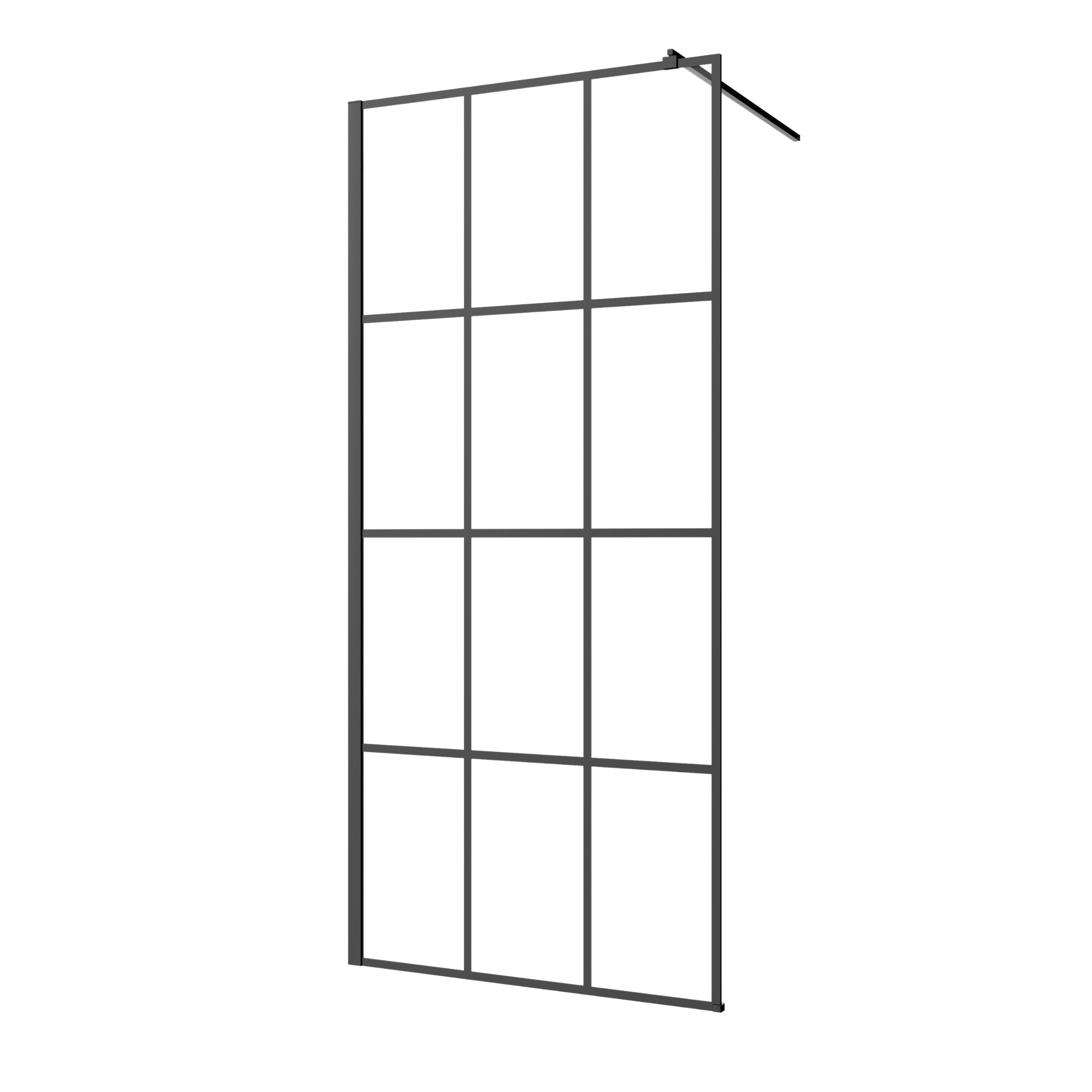 Invena inloopdouchewand 90 cm zwart halfmat/glas met patroon AK-32-197