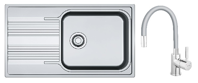Set stalen spoelbak Franke Smart 101.0368.324, keukenkraan Ferro Zumba BZA4S