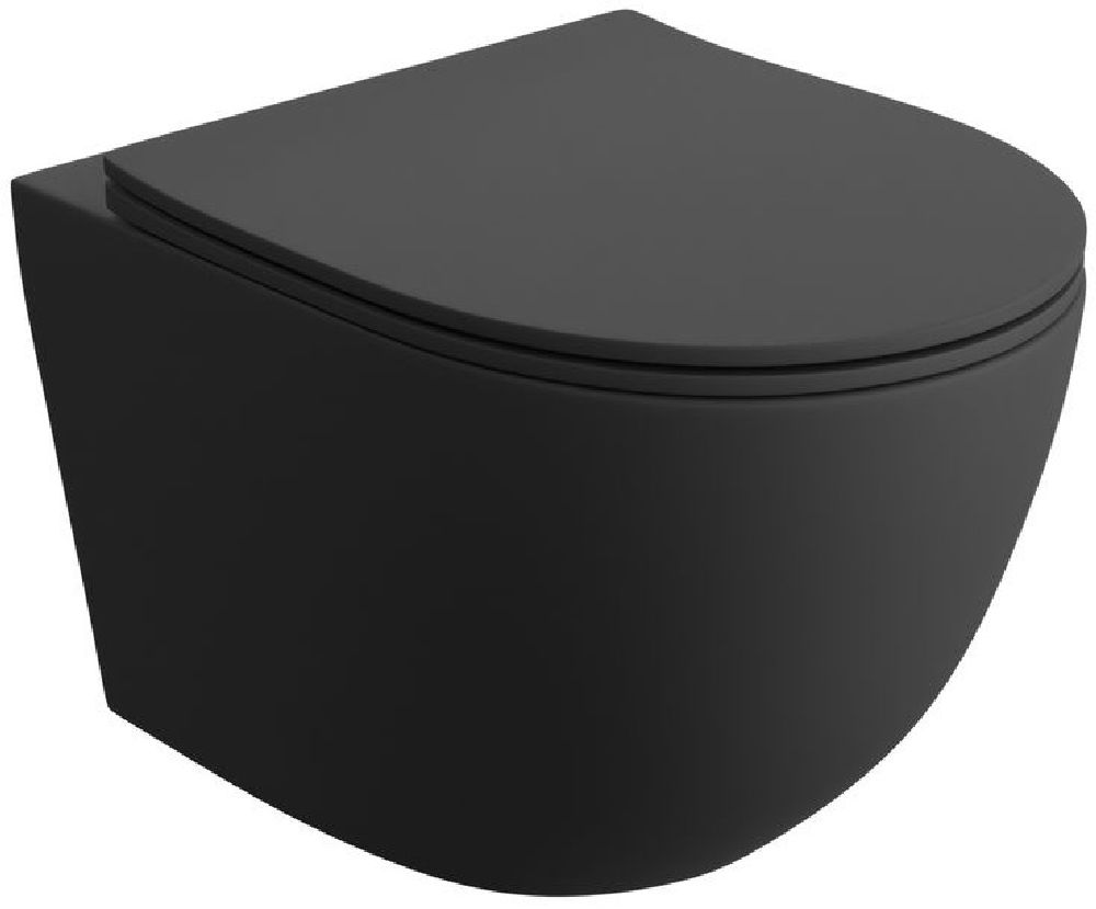 LaVita Sinto Black 3.0 toiletpot met softclose toiletbril hangend zonder kraag zwart mat 5900378356769