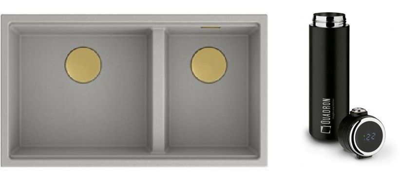 Set graniteq Spoelbak Quadron Clark BM3319102U-GR-PVDC1, thermische beker Quadron M0051
