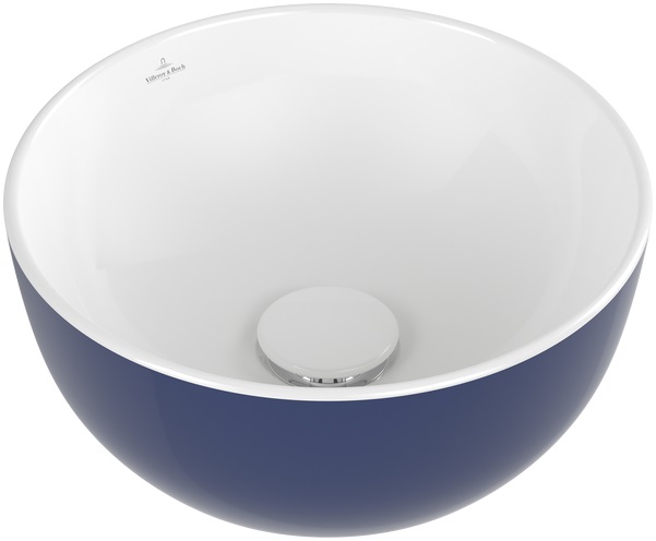 Villeroy & Boch Artis wastafel 32.5x32.5 cm rond opbouw blauw mat 438932BCS4