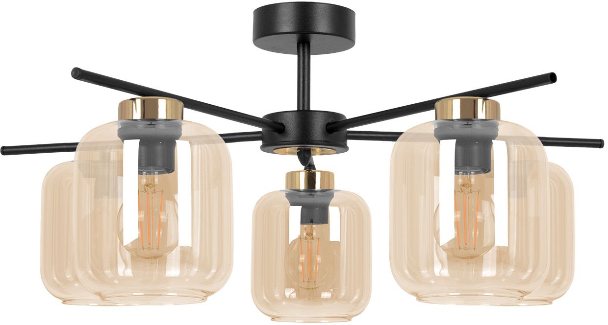Kaja Iga plafondlamp 5x15 W zwart-gouden-amber K-5512