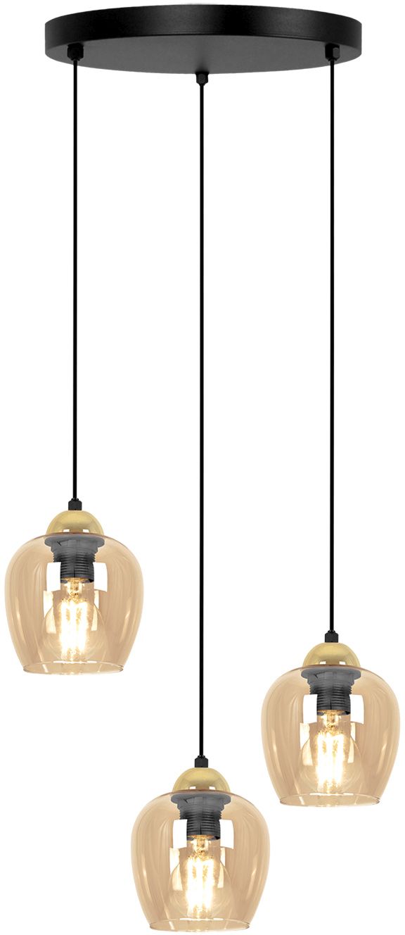 Kaja Tula hanglamp 3x15 W zwart-gouden-amber K-5606