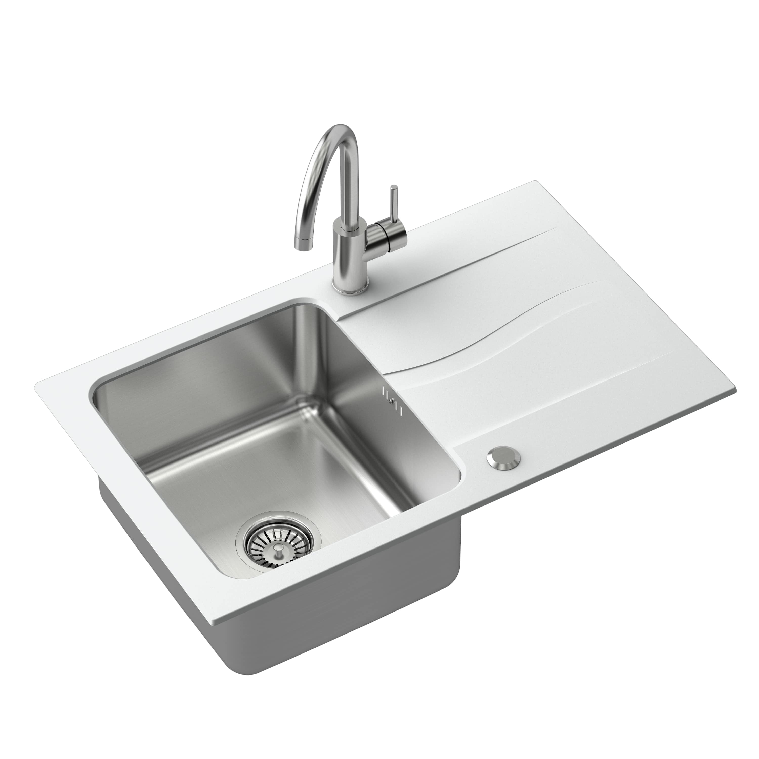 Quadron Michael graniet-stalen spoelbak 78x48 cm wit FUS_M7848BI_3623500BS