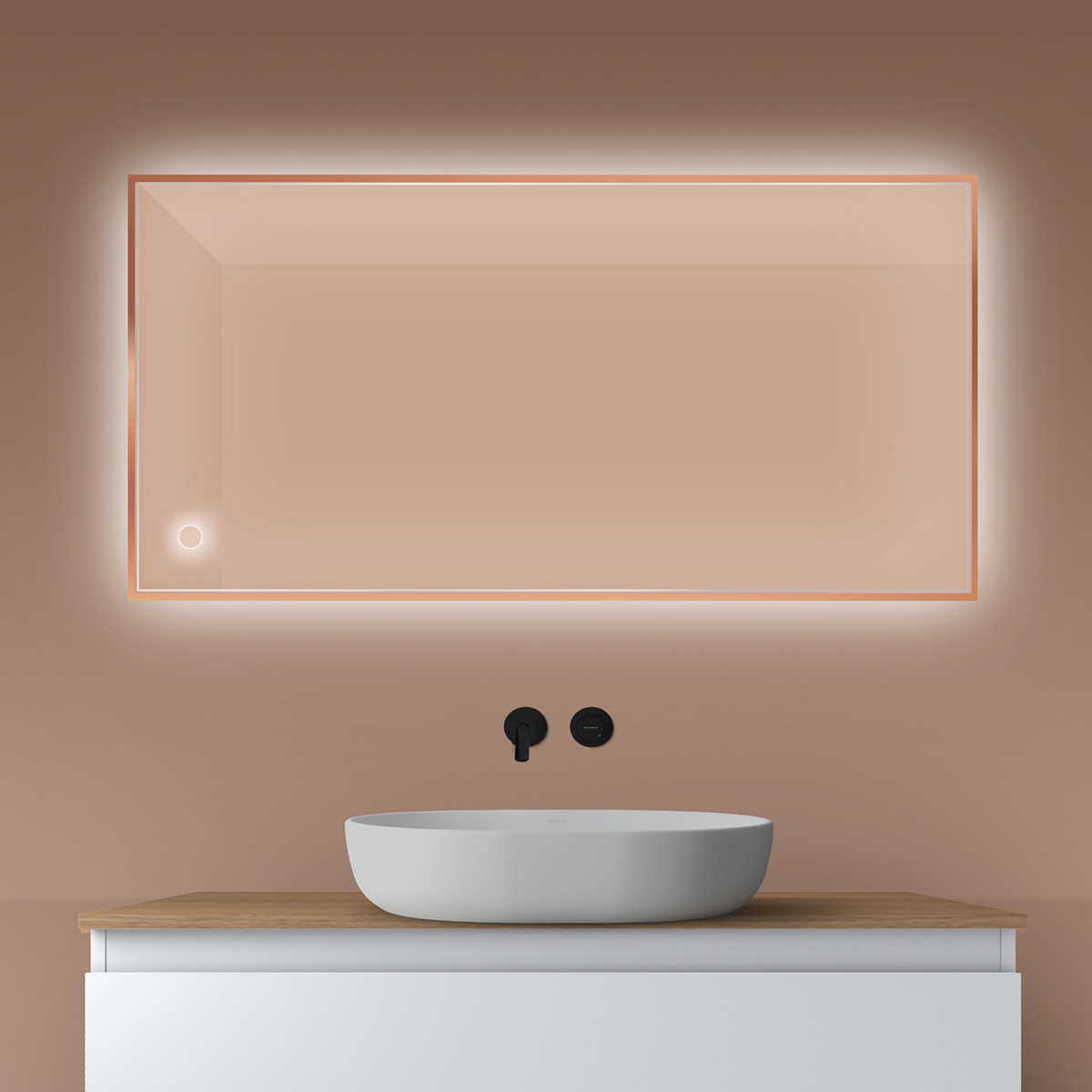 Oltens Nordlis spiegel 60x120 cm rechthoekig met verlichting met verwarmingsmat 64112610