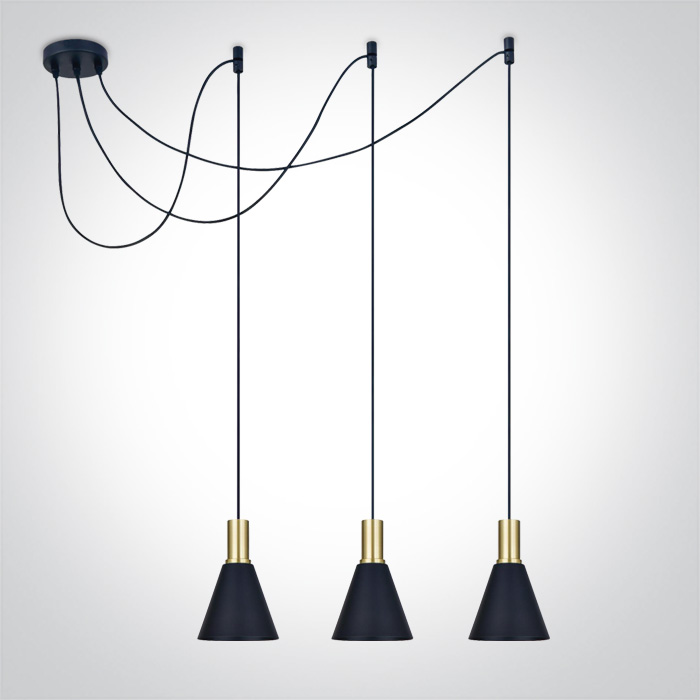 One Light Tala hanglamp 3x10 W zwart-messing 63122B/BBS