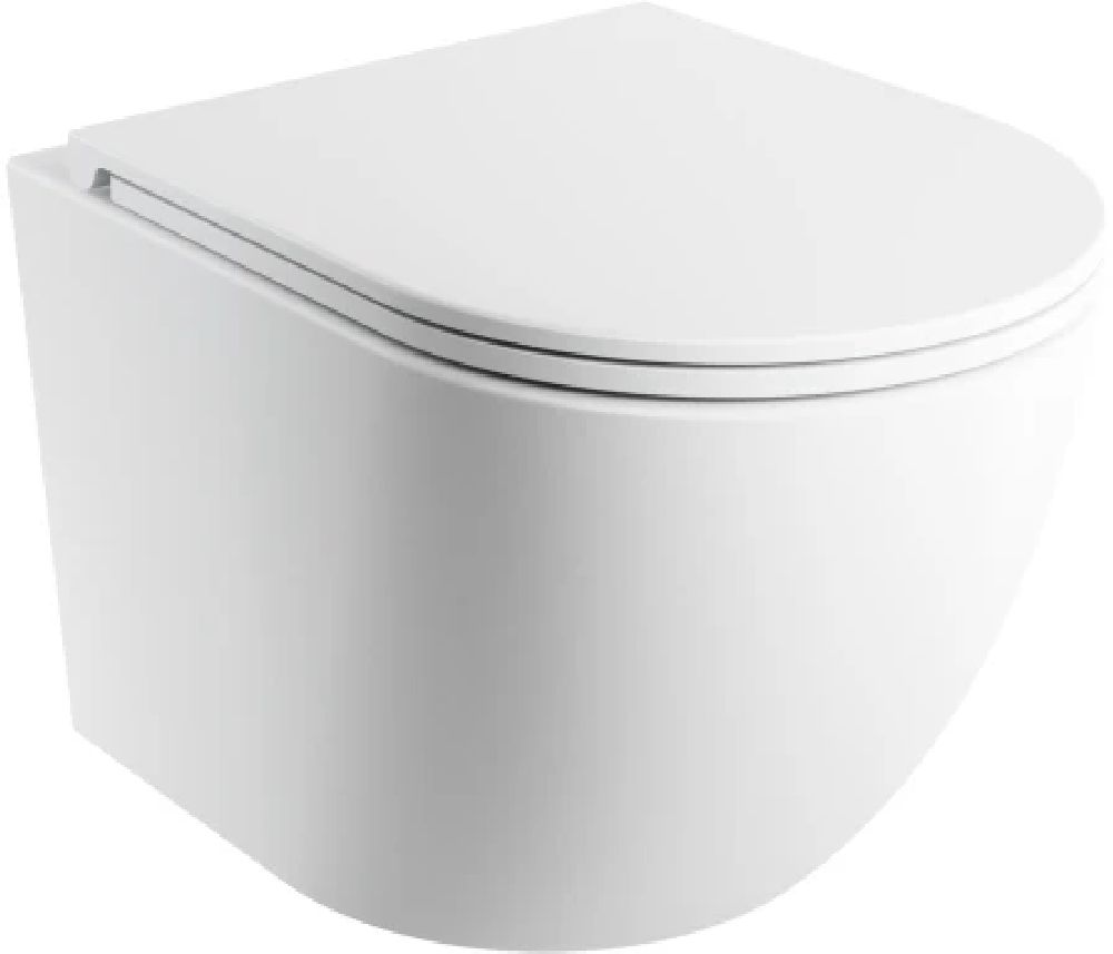 Omnires Ottawa toiletpot met softclose toiletbril hangend zonder kraag met vortexspoeling wit mat OTTAWASPMWBM