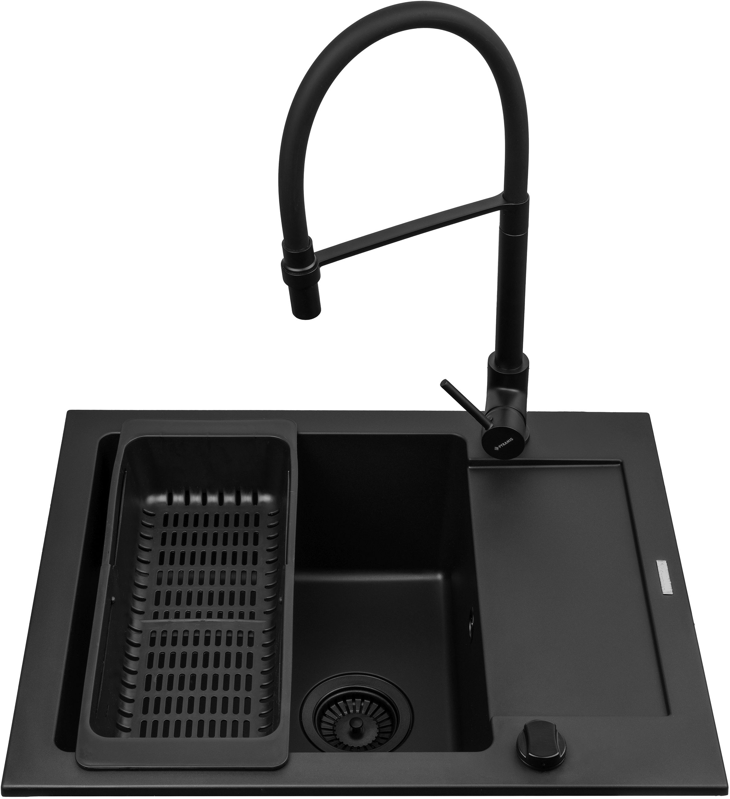 Pyramis Mido spoelbak met kraan zwart/zwart 070167602S