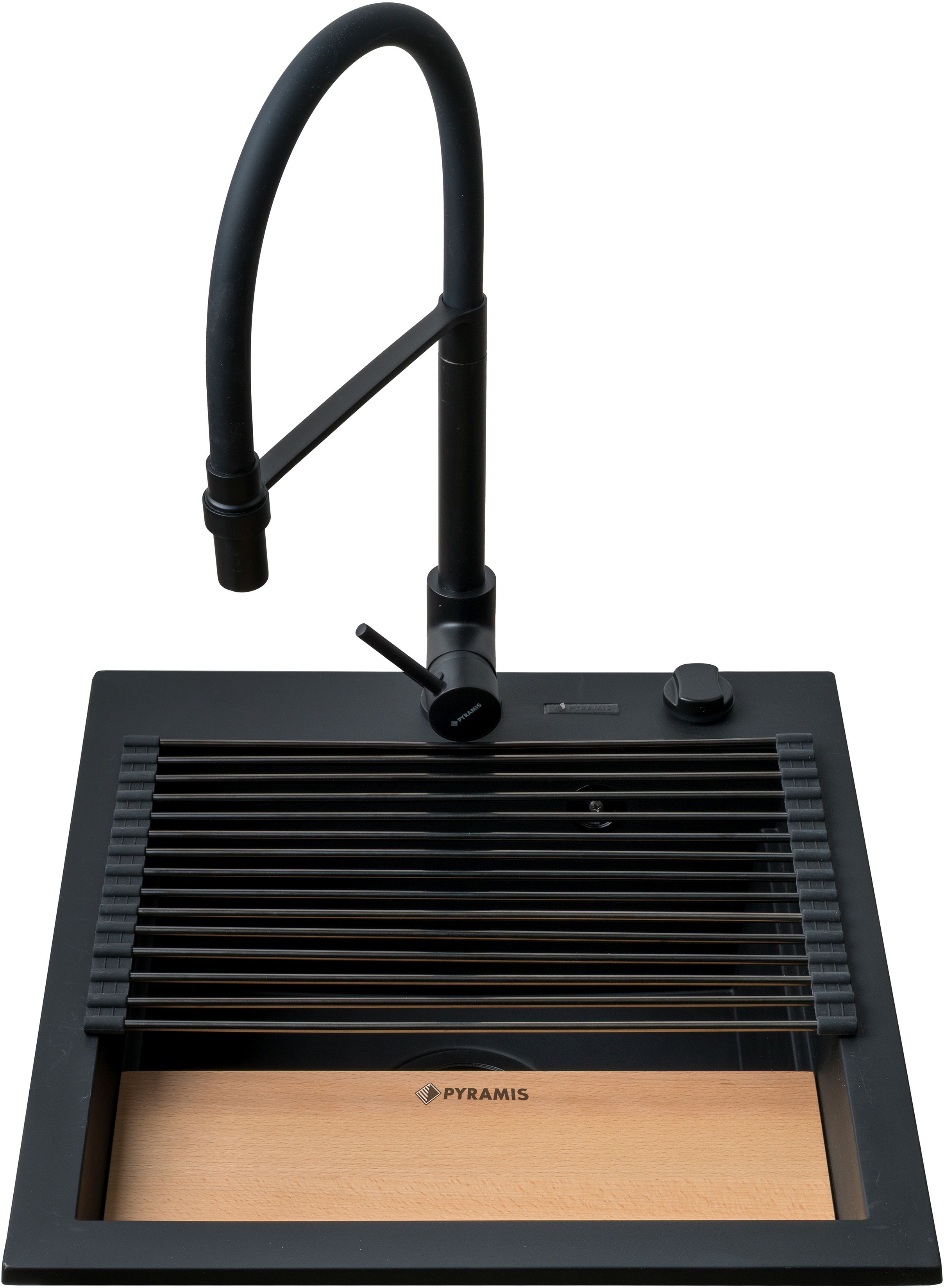 Pyramis Siros spoelbak met kraan zwart/zwart 079822801S