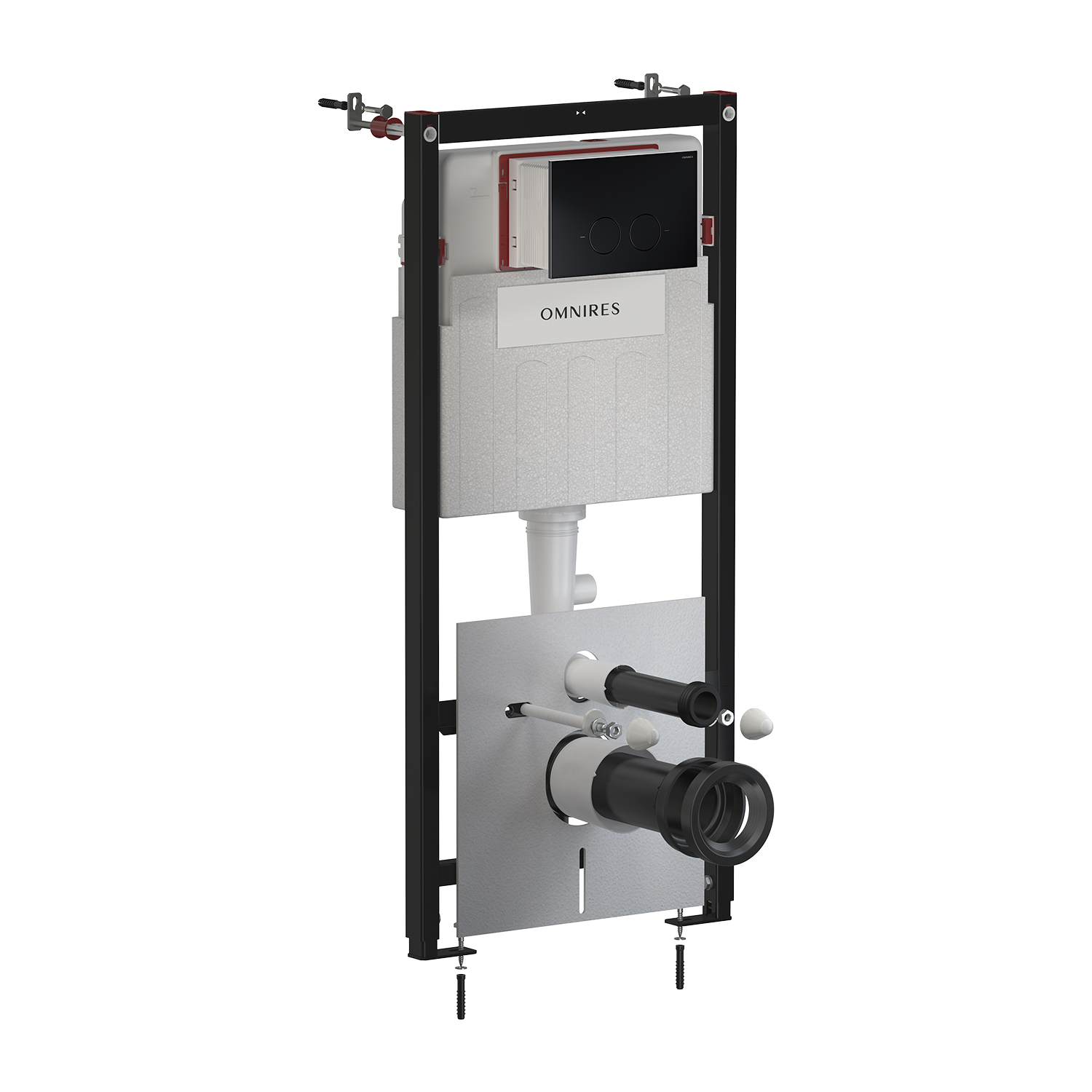 Omnires Strongframe inbouwframe met spoelknop voor de hangkom STFWCECO1MRBLM