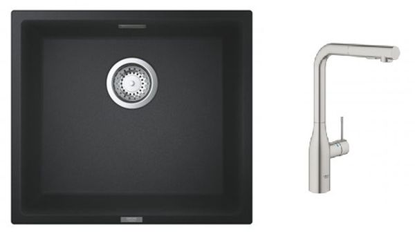 Set keukenkraan Grohe Essence 30270DC0, spoelbak van graniet Grohe K700 31653AP0