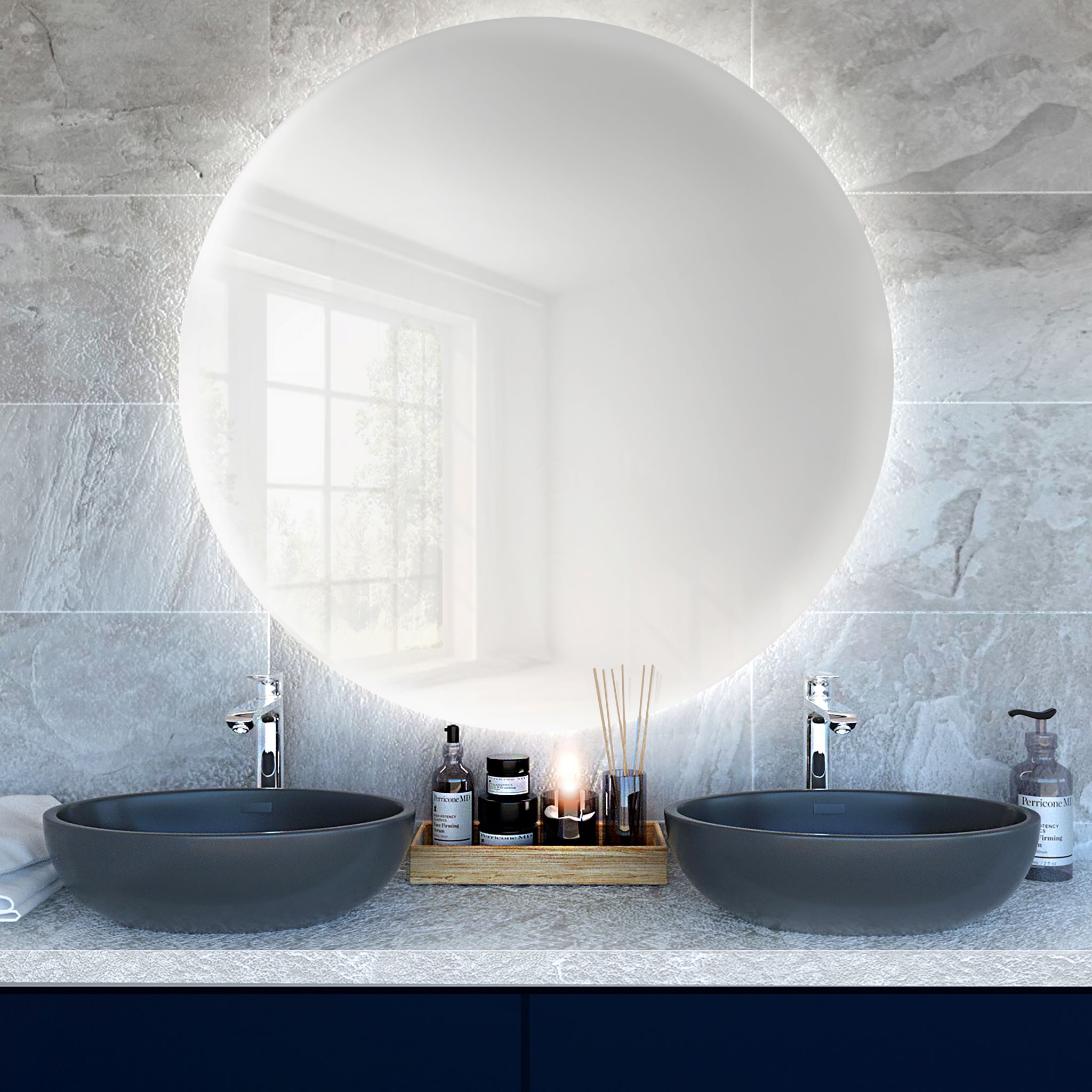 Baltica Design Bright spiegel 100x100 cm rond met verlichting 5904107913681