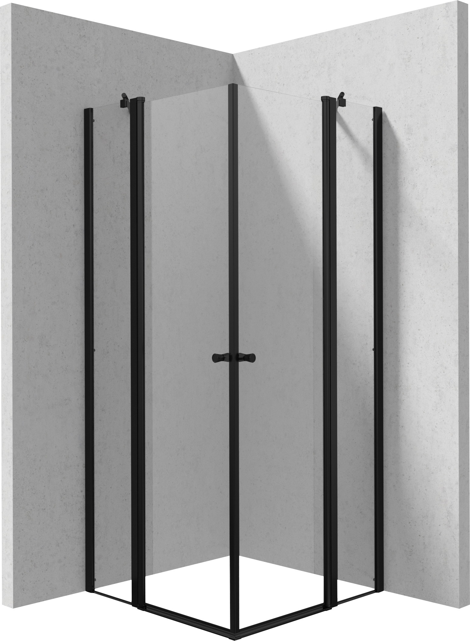 Deante Kerria Plus douchecabine 80x80 cm vierkant zwart mat/helder glas KKNNU08U08
