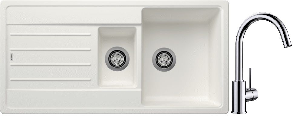 Set spoelbak van graniet Blanco Legra 6 S 522209, keukenkraan Blanco Mida 517742