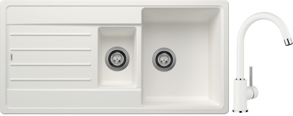 Set spoelbak van graniet Blanco Legra 6 S 522209, keukenkraan Blanco Mida 519418