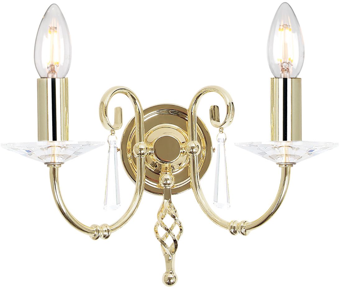 Elstead Lighting Aegean wandlamp 2x60 W messing AG2-POL-BRASS