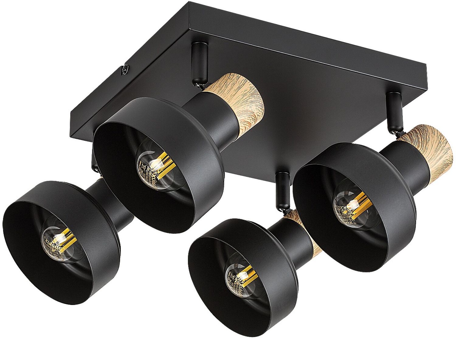 Rabalux Saskia plafondlamp 4x15 W zwart-hout 73058
