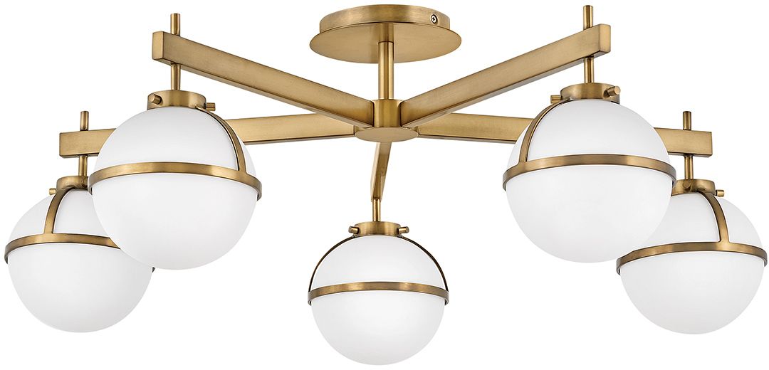 Elstead Lighting Hollis plafondlamp 5x40 W wit-messing HK-HOLLIS-5-O-HB