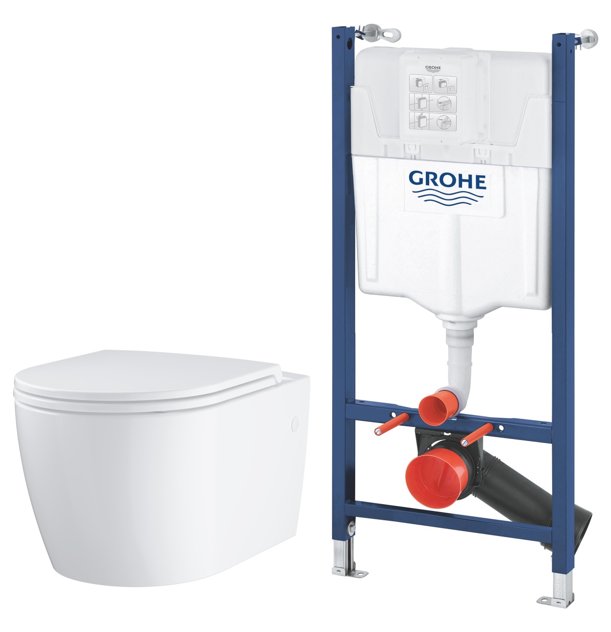 Set toiletpot met softclose toiletbril Grohe Start 103848SH00, inbouwframe Grohe Solido 38971000