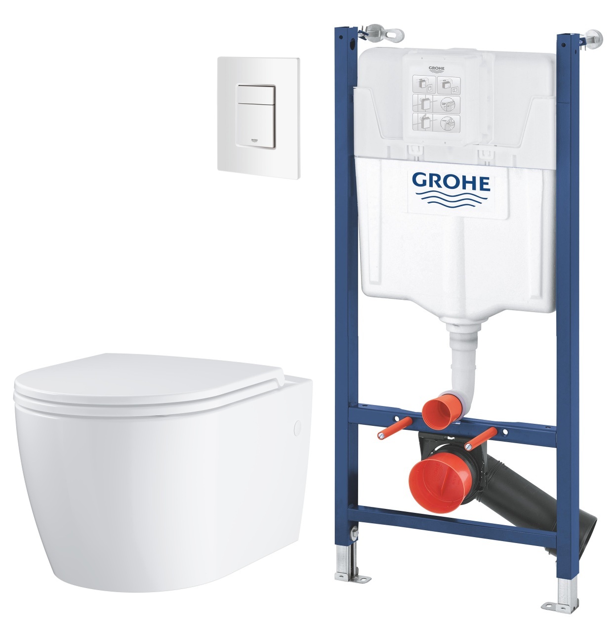 Set toiletpot met softclose toiletbril Grohe Start 103848SH00, inbouwframe Grohe Solido 38971000, 38732SH0