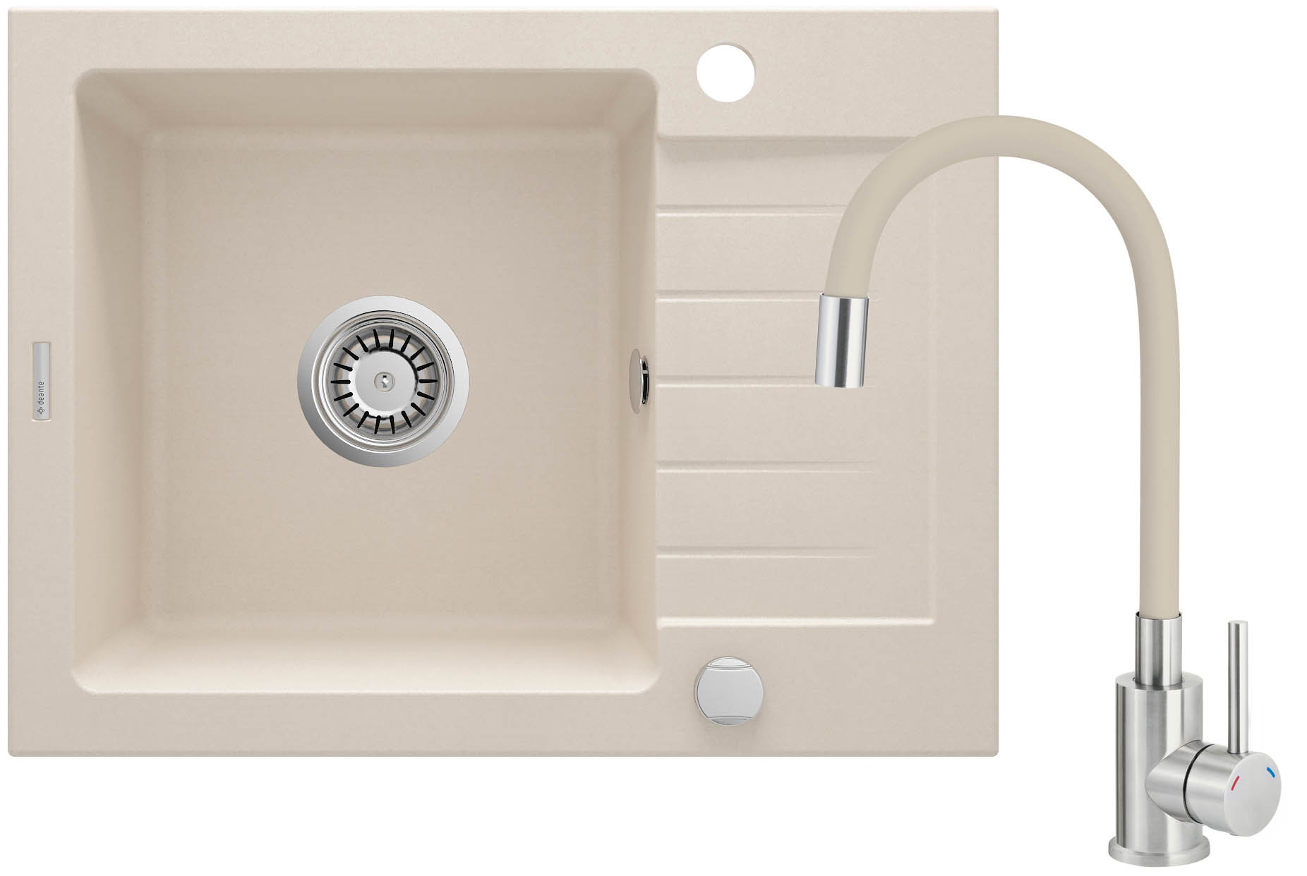 Deante Zorba spoelbak met kraan beige/staal ZQZG511A