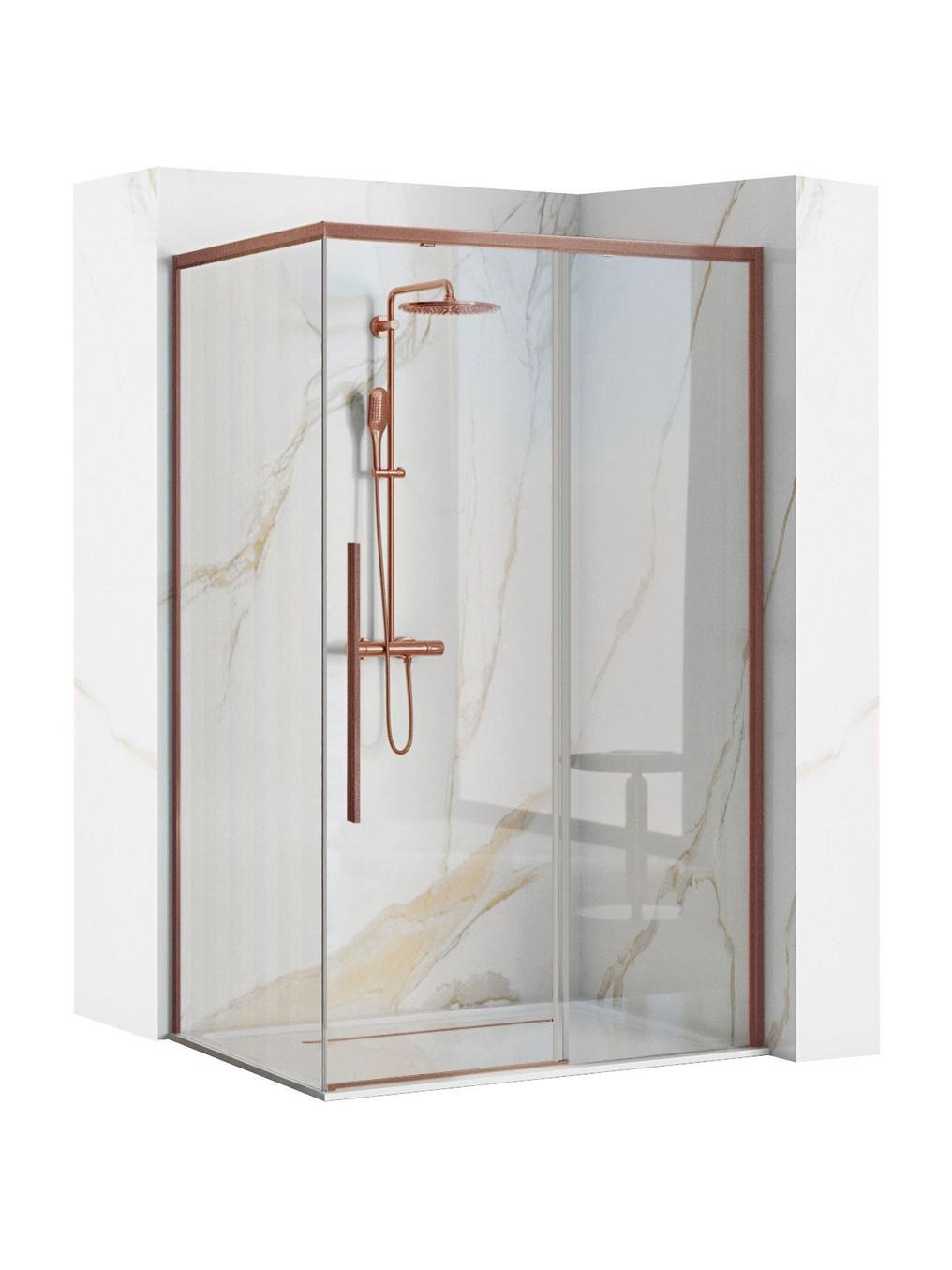 Rea Solar douchecabine 120x90 cm rechthoekig koper mat/helder glas REA-K9514