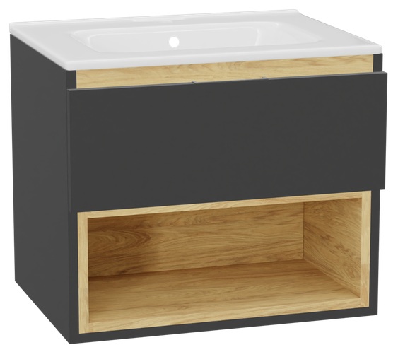 Set kastbehuizing Excellent Tuto 2.0 MLEX.2171.600.GRBL, wastafel Excellent Pik CEEX.6517.600.WH, MLEX.2151.600.01.GR