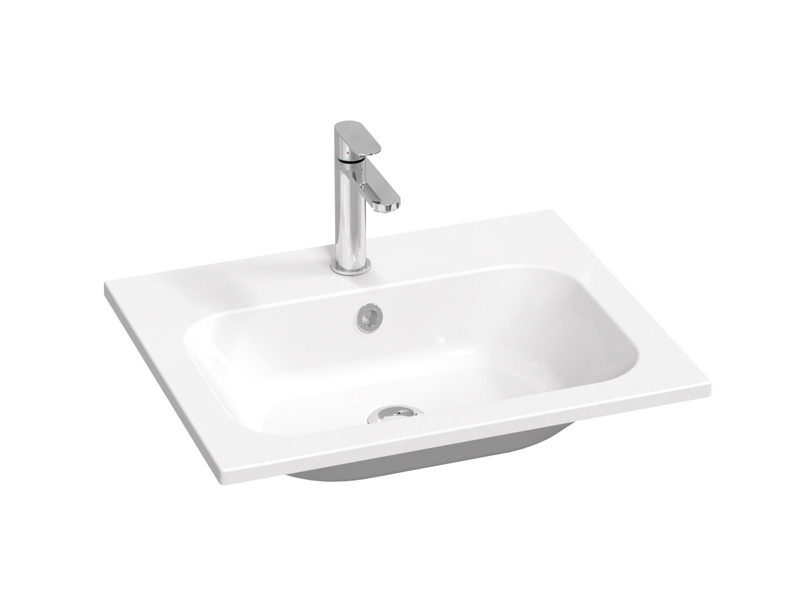 Ravak Chrome wastafel 60x49 cm rechthoekig meubel wit glans XJG01160001