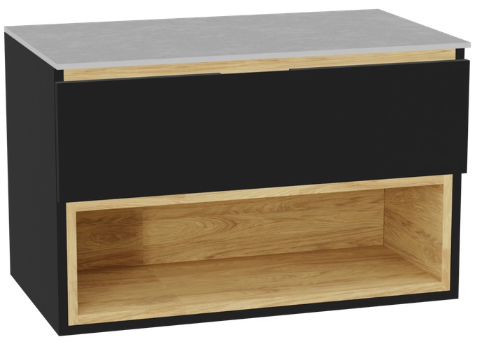 Set kastbehuizing Excellent Tuto 2.0 MLEX.2171.800.BKBL, badkamerblad op kast Excellent Tuto 2.0 MLEX.2116.800.SJ, MLEX.2151.800.01.BK