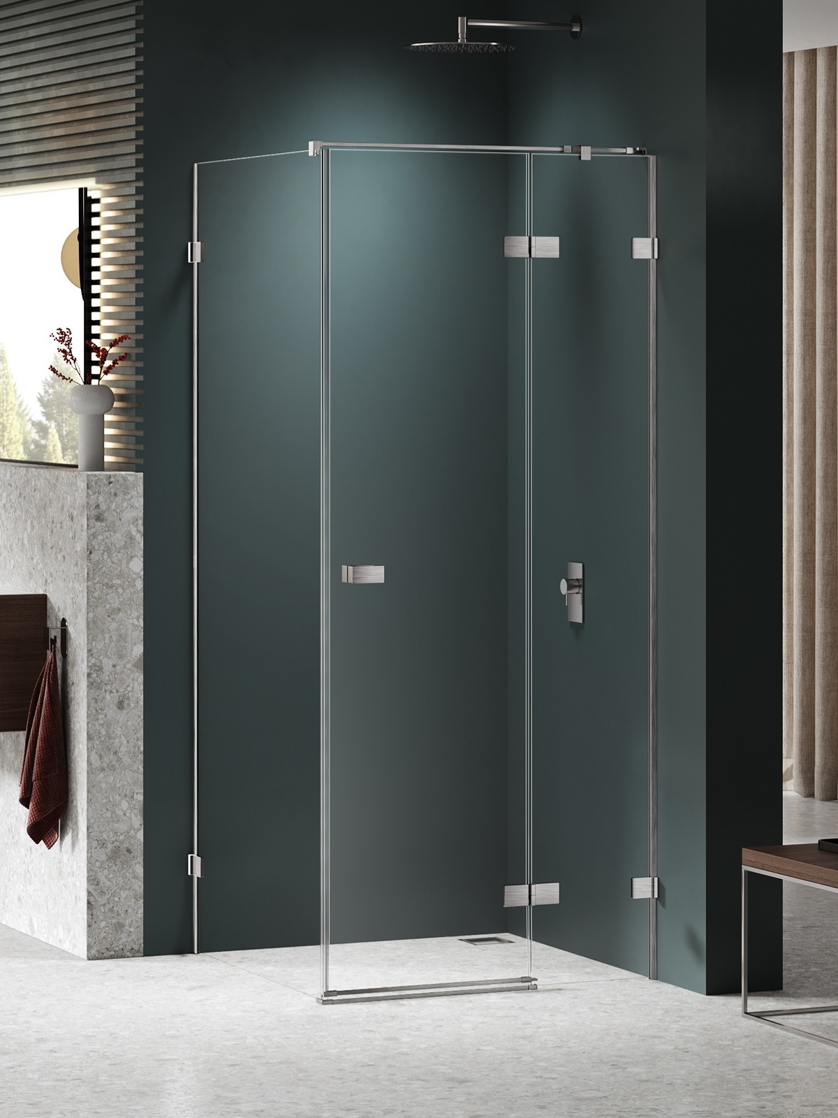New Trendy Avexa Nickel Brushed douchecabine 110x110 cm vierkant nikkel geborsteld/helder glas EXK-8523