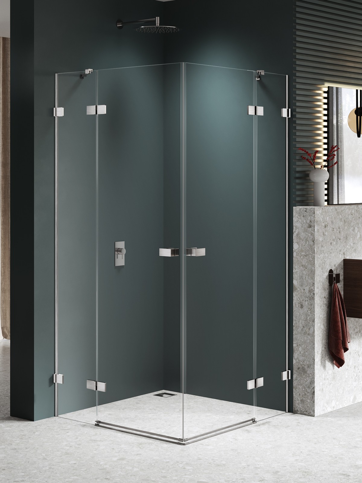 New Trendy Avexa Nickel Brushed douchecabine 120x110 cm rechthoekig nikkel geborsteld/helder glas EXK-8550