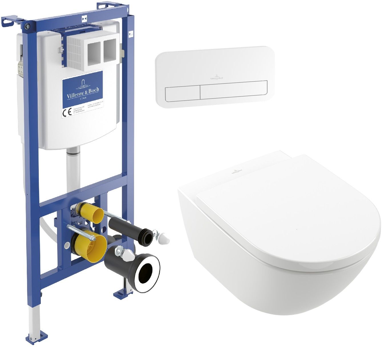 Set set toiletpot met toiletbril Villeroy & Boch Subway 3.0 4670TSR1, inbouwframe Villeroy & Boch ViConnect 92242700, 92249068