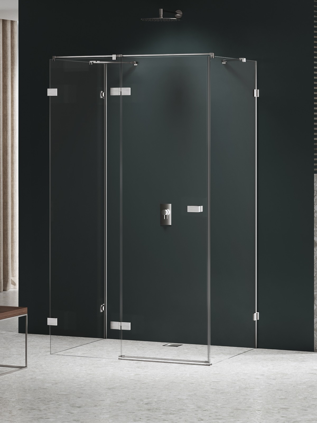 New Trendy Avexa Nickel Brushed douchecabine 100x90 cm rechthoekig nikkel geborsteld/helder glas EXK-8573