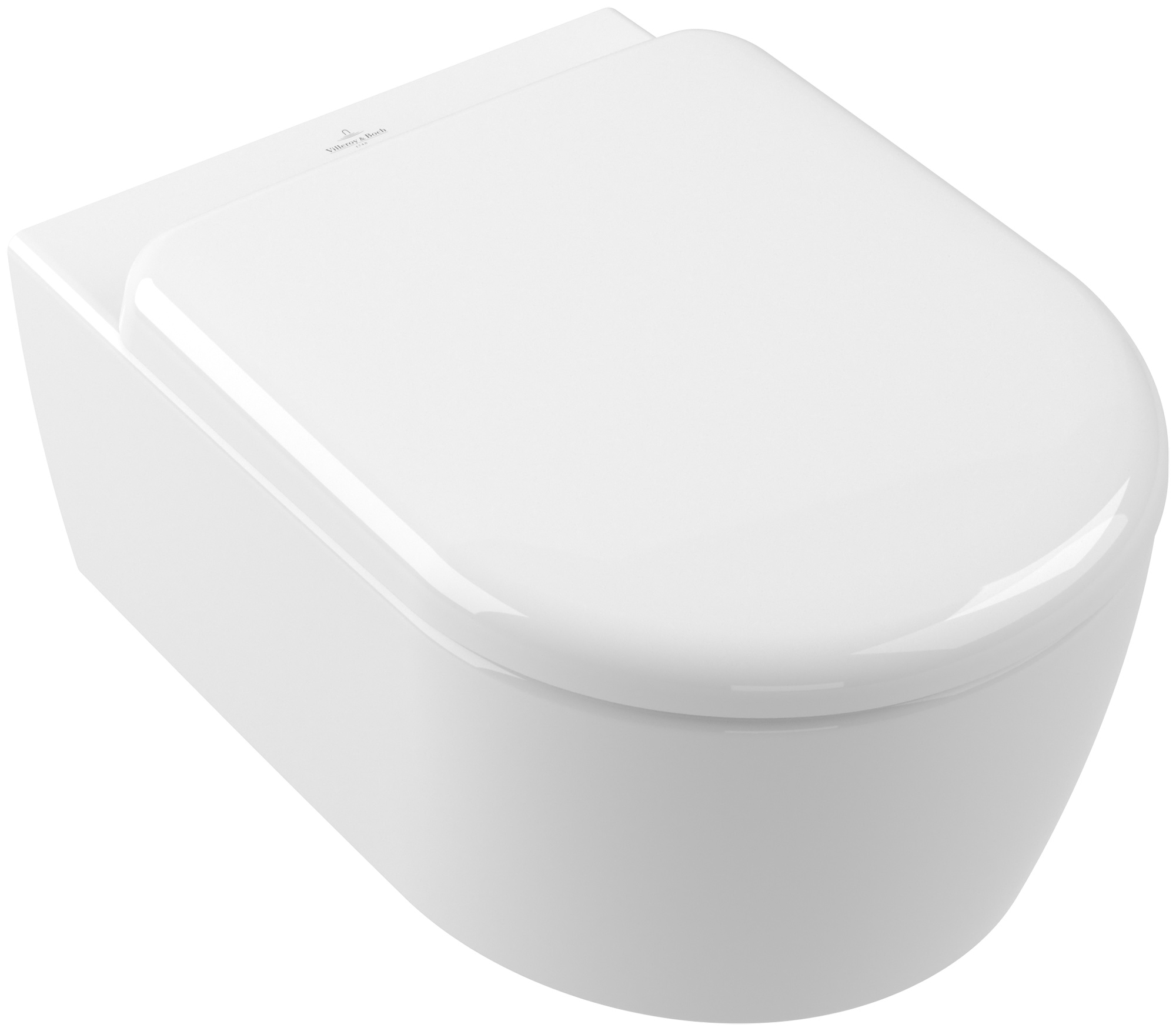 Villeroy & Boch Skyla toiletpot met softclose toiletbril hangend zonder kraag met vortexspoeling wit glans 5656CLR1