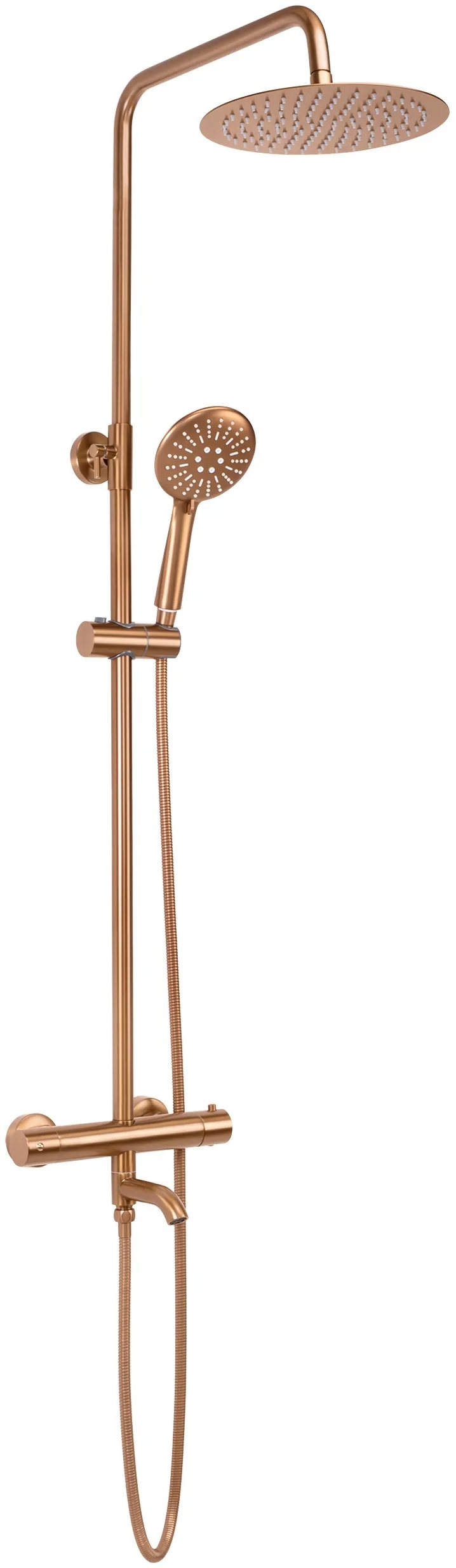Rea Lungo bad- en doucheset wand met thermostaat met regendouche koper REA-P8807