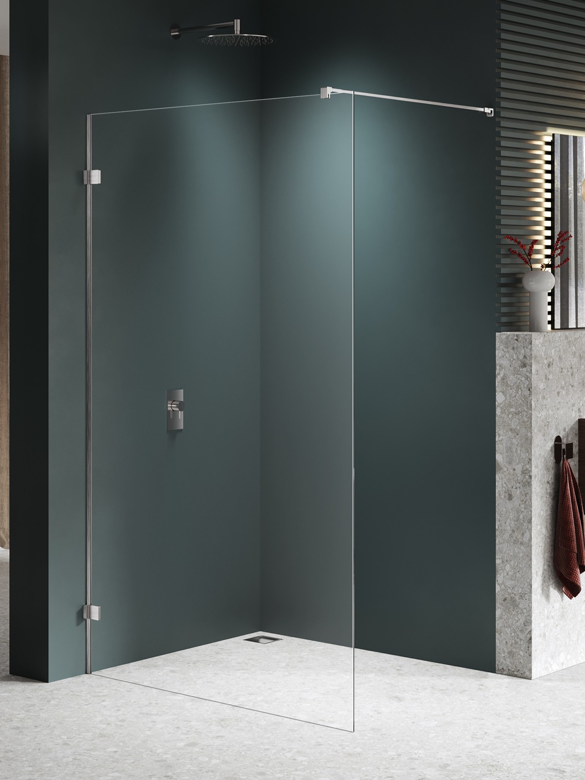 New Trendy Avexa Nickel Brushed inloopdouchewand 120 cm nikkel geborsteld/helder glas EXK-8641