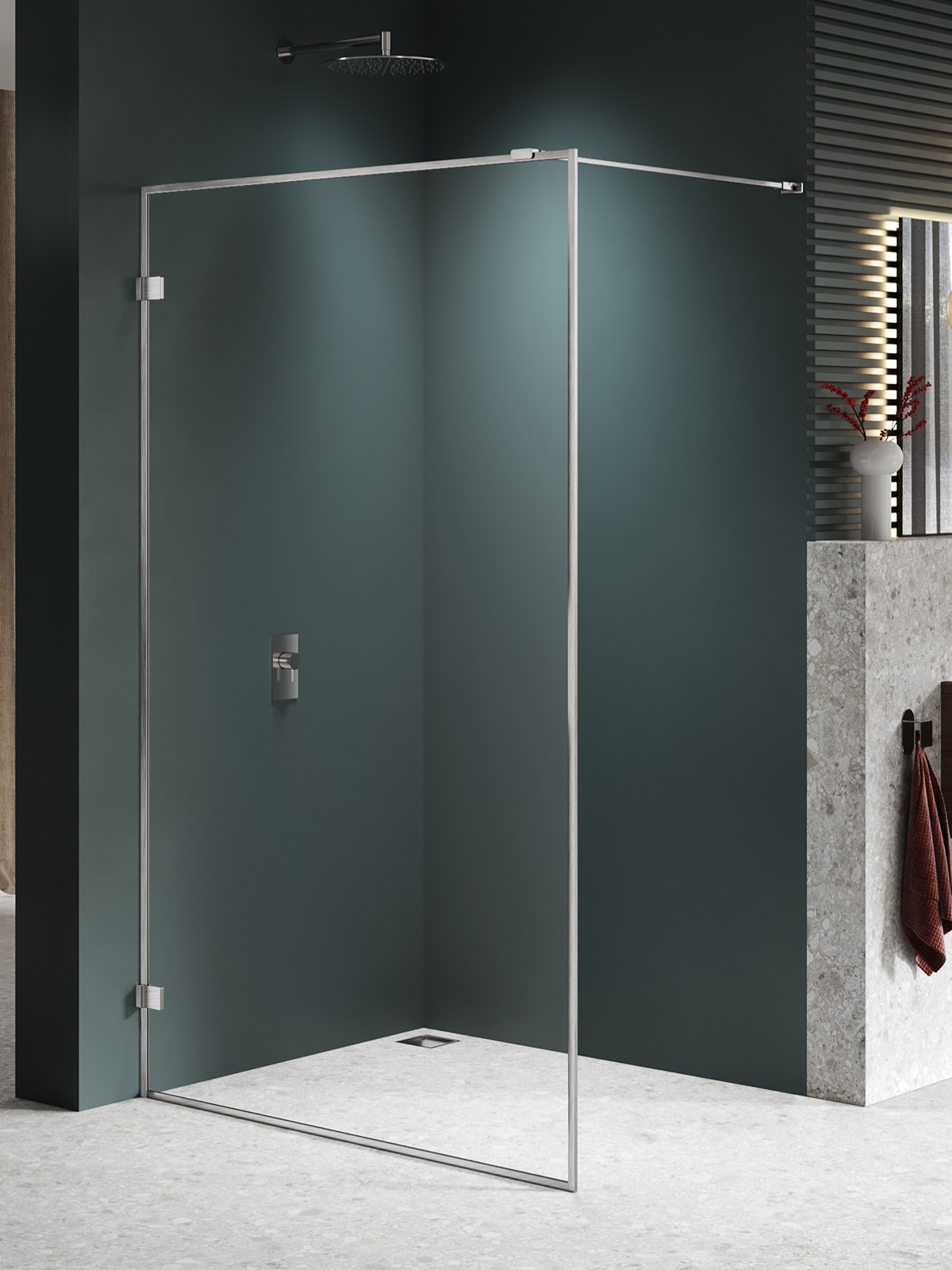 New Trendy Avexa Nickel Brushed inloopdouchewand 100 cm nikkel geborsteld/helder glas EXK-8651