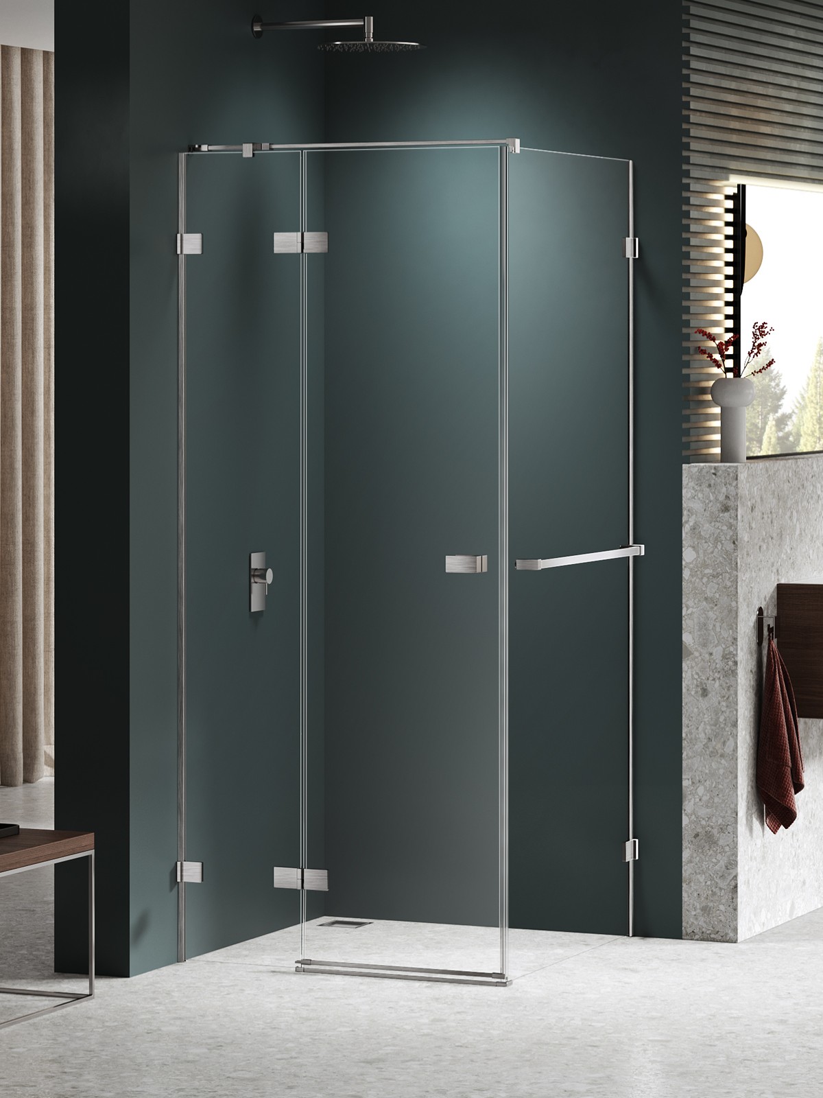 New Trendy Avexa Nickel Brushed douchecabine 100x80 cm rechthoekig nikkel geborsteld/helder glas EXK-8669