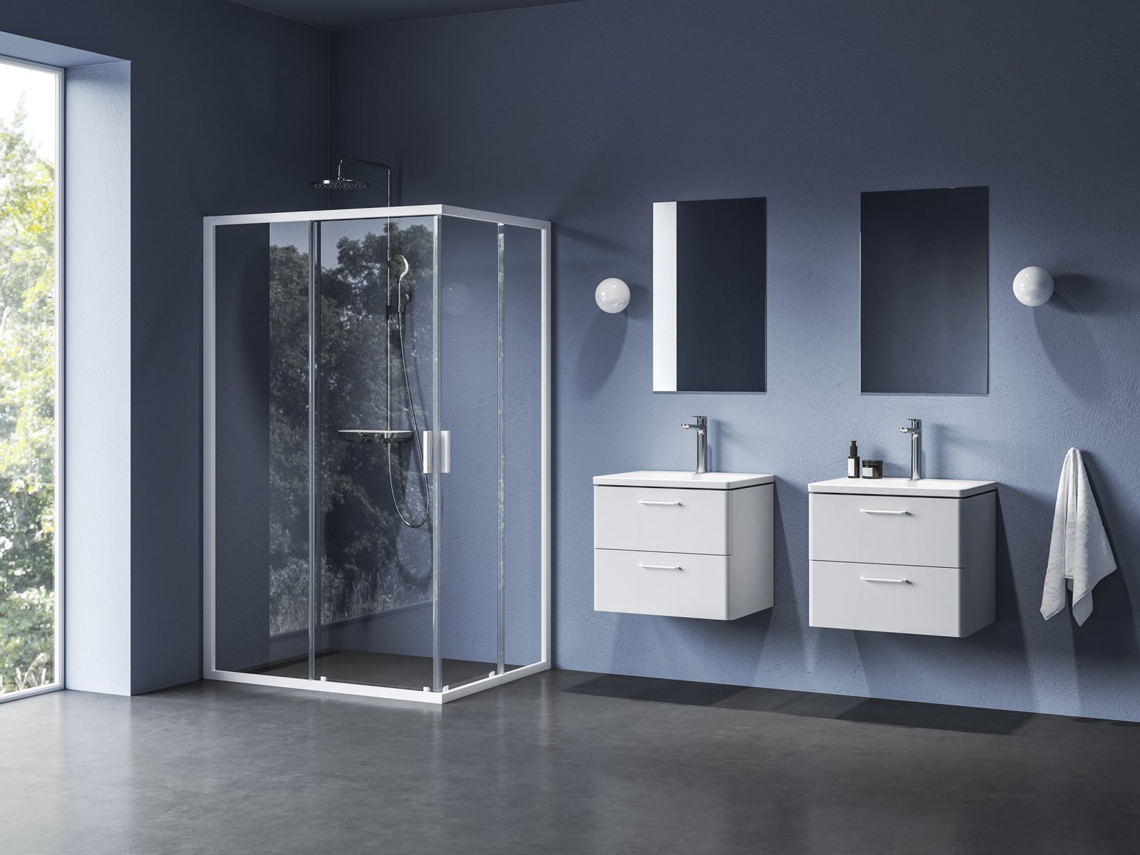 Ravak Blix II douchedeur 110 cm schuifbaar wit mat/helder glas 1XMD0E00Z1