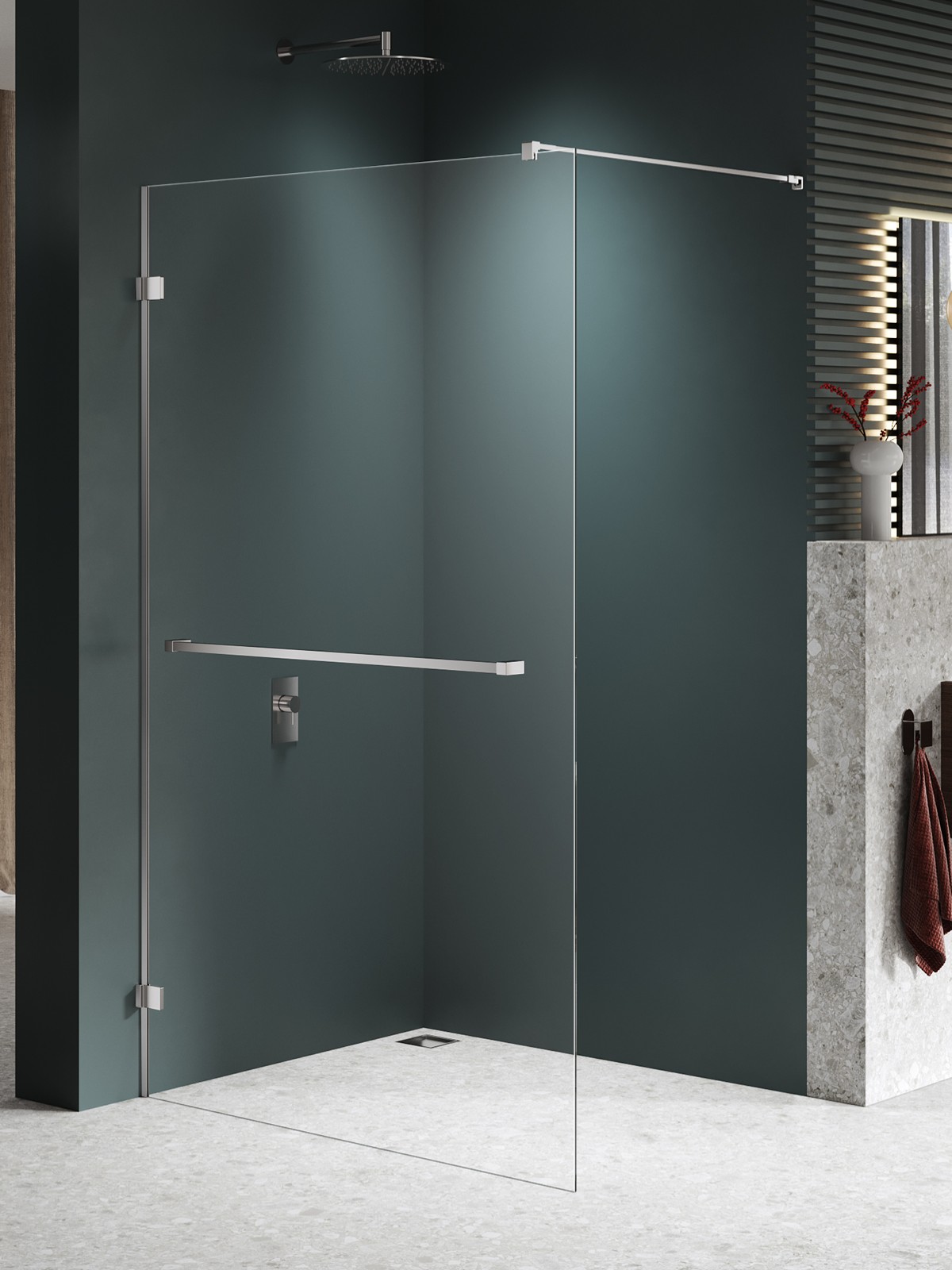 New Trendy Avexa Nickel Brushed inloopdouchewand 120 cm nikkel geborsteld/helder glas EXK-8733