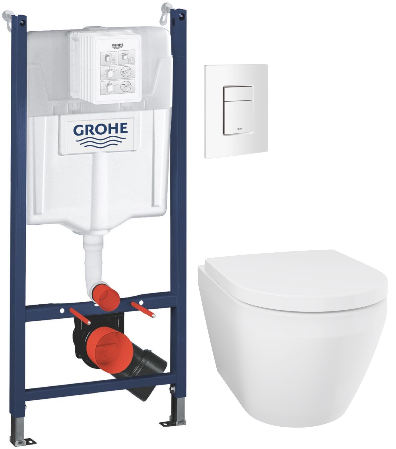 Set toiletpot met softclose toiletbril Grohe Euro Ceramic 102510SH00, inbouwframe Grohe Solido 38971000, 38732SH0