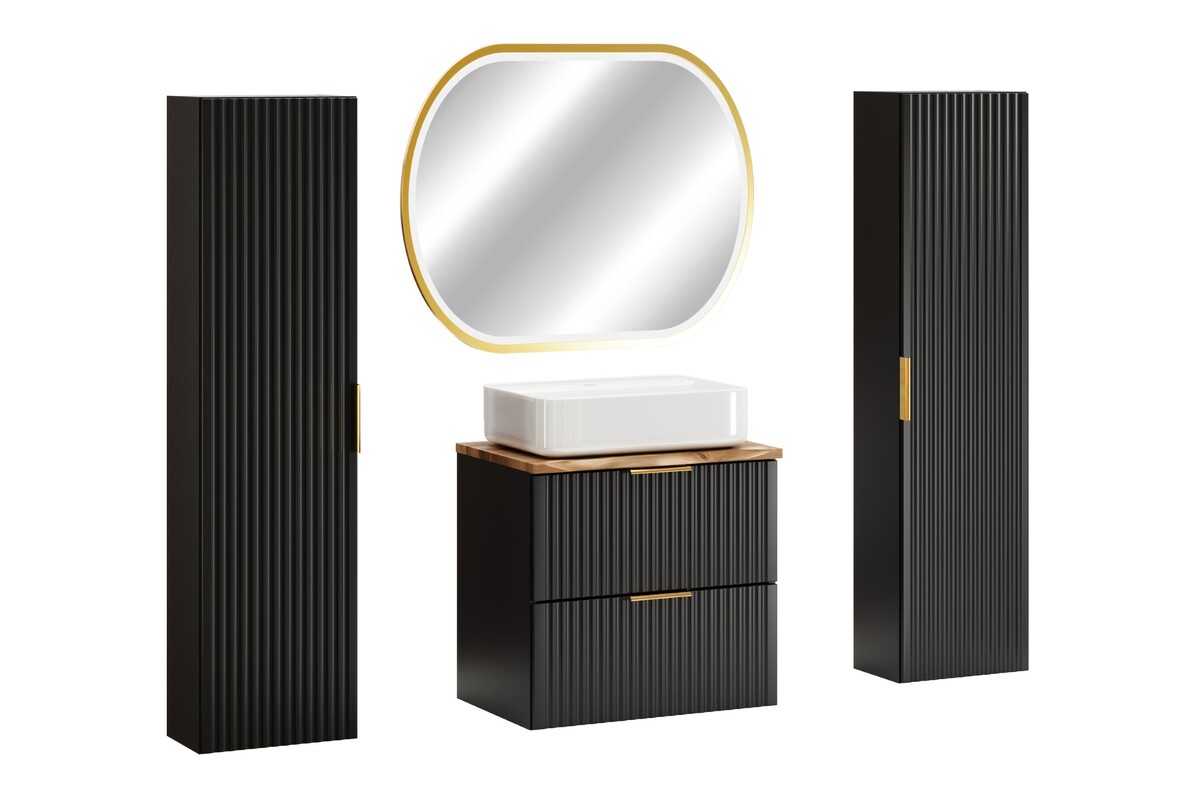 Set spiegel Comad Apollo 2 LUSTRO APOLLO 2 900X700, kast Comad Adel Black ADEL BLACK 80-01-B-1D, ADEL BLACK 82-60-B-2S, UM-6289MAGIC50DP, NATURE WOTAN 89-60-46 M