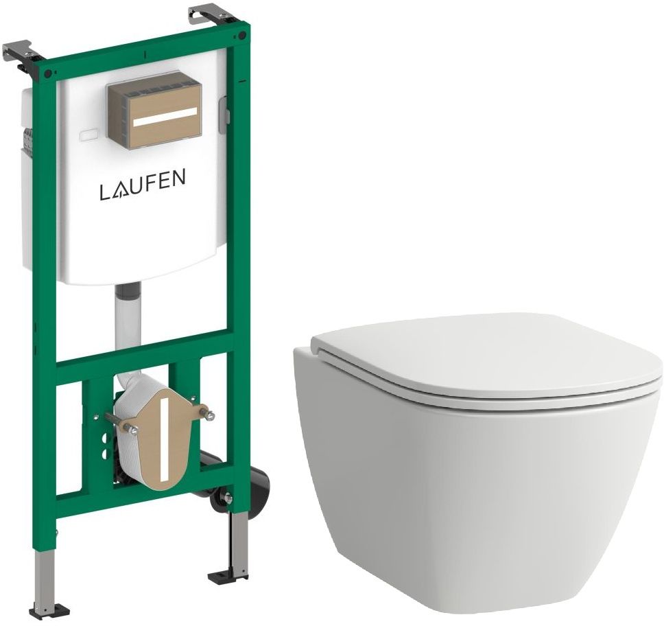Set toiletpot met softclose toiletbril Laufen Lua H8660820000001, inbouwframe Laufen Ineo H9201140000001