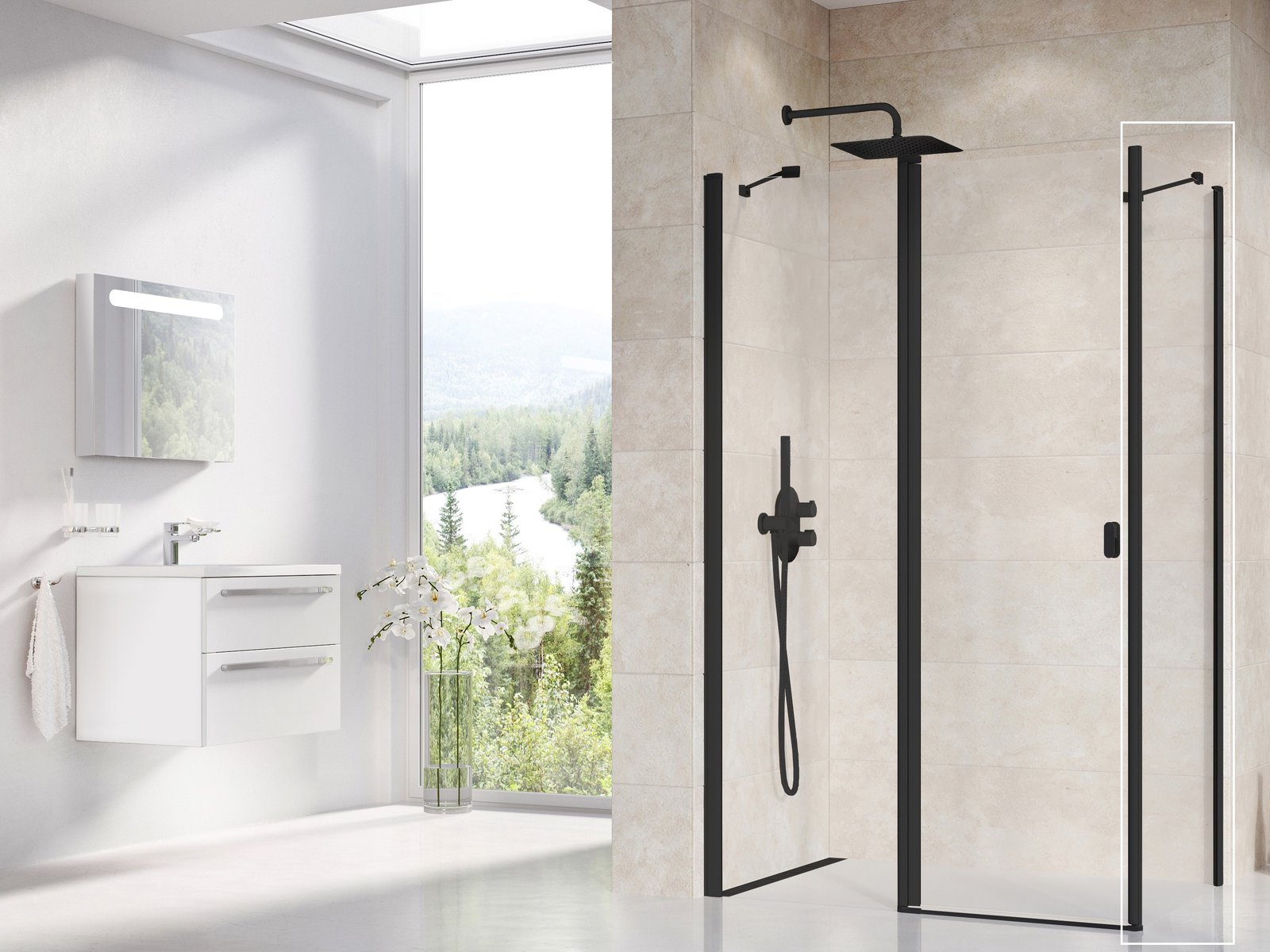 Ravak Chrome douchewand 80 cm zwart mat/helder glas 9QV40300Z1