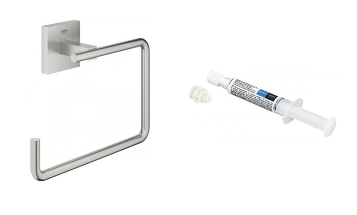 Set handdoekhanger Grohe Start Cube 40975DC0, lijm Grohe QuickGlue 41127000
