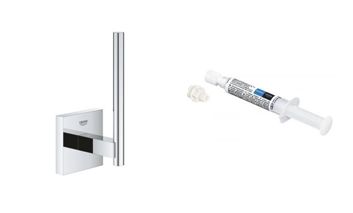 Set toiletpapierhouder Grohe Start Cube 40979000, lijm Grohe QuickGlue 41127000