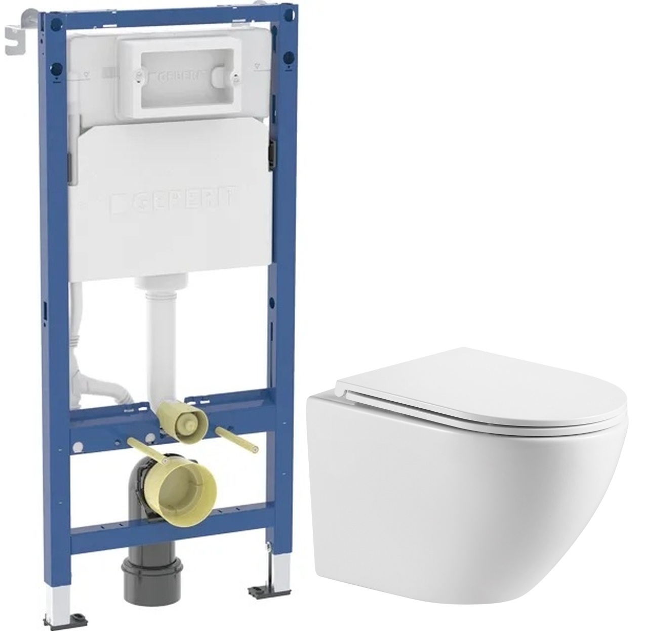 Set inbouwframe Geberit Duofix 111.170.00.2, toiletpot met softclose toiletbril Omnires Ottawa OTTAWAMWBP