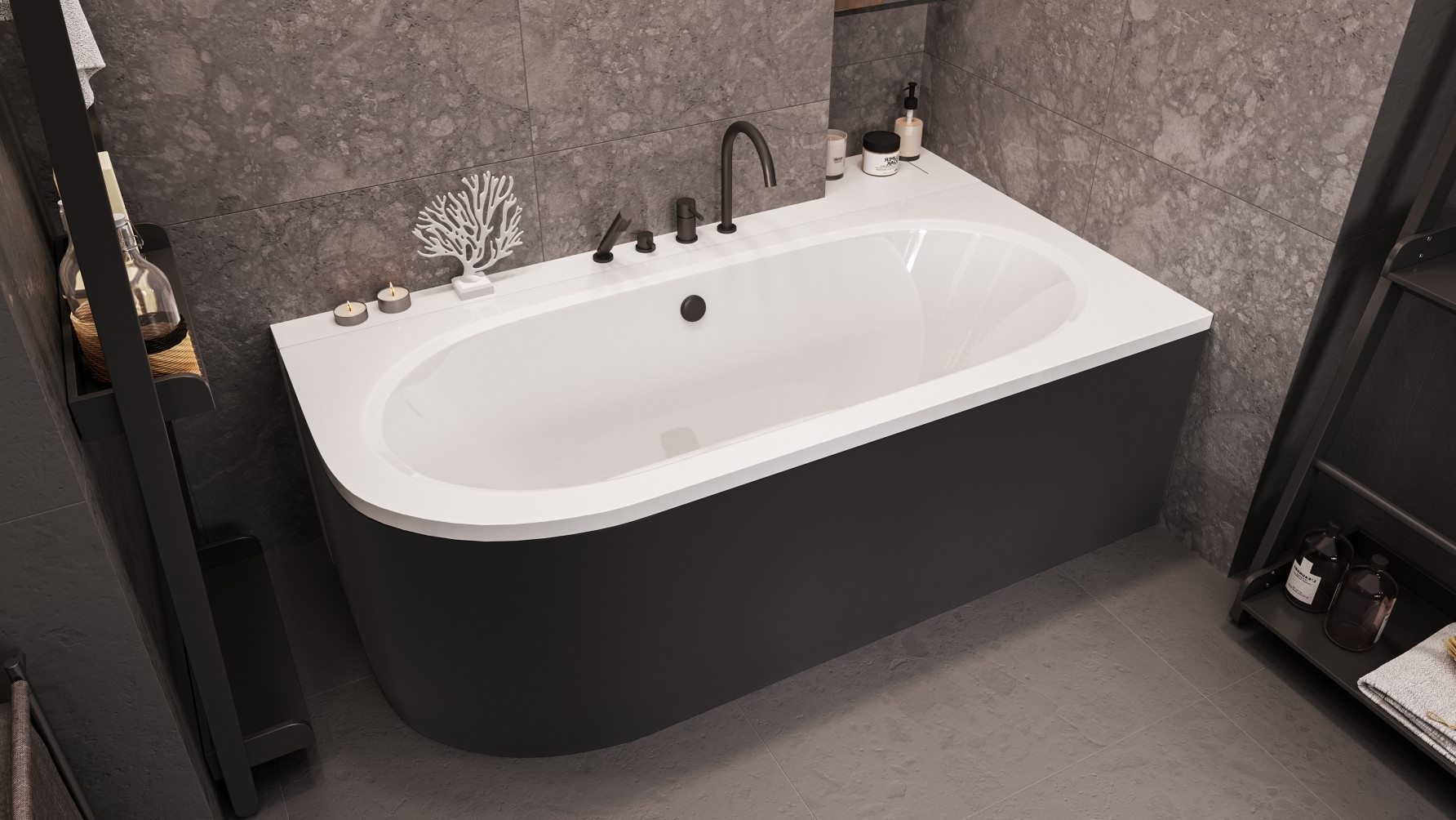 Set badkuipbehuizing Besco Avita OAV-160-NSC, hoekbad Besco Avita #WAV-160-NP